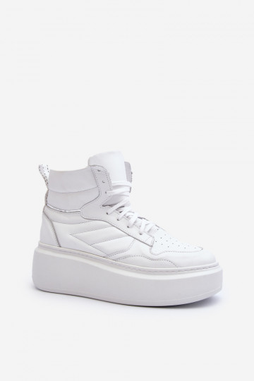 Zazoo 3392/X vrouwen leren sportschoenen met platform witte kleur