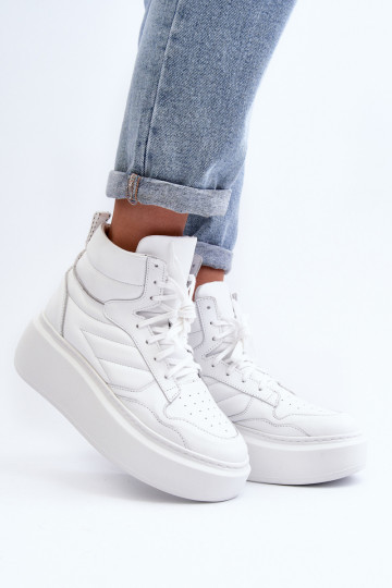 Zazoo 3392/X Féminin Peau baskets avec une plateforme couleur blanche 2