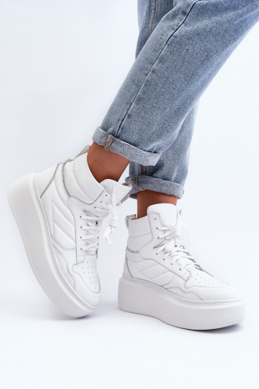Zazoo 3392/X Féminin Peau baskets avec une plateforme couleur blanche Zazoo 3392/X Féminin Peau baskets avec une plateforme couleur blanche