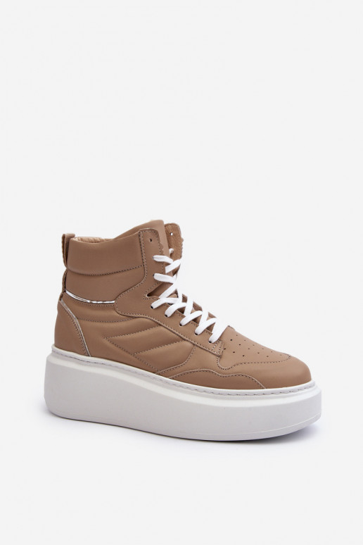 Zazoo 3392/X Féminin Peau baskets avec une plateforme beige Zazoo 3392/X Féminin Peau baskets avec une plateforme beige