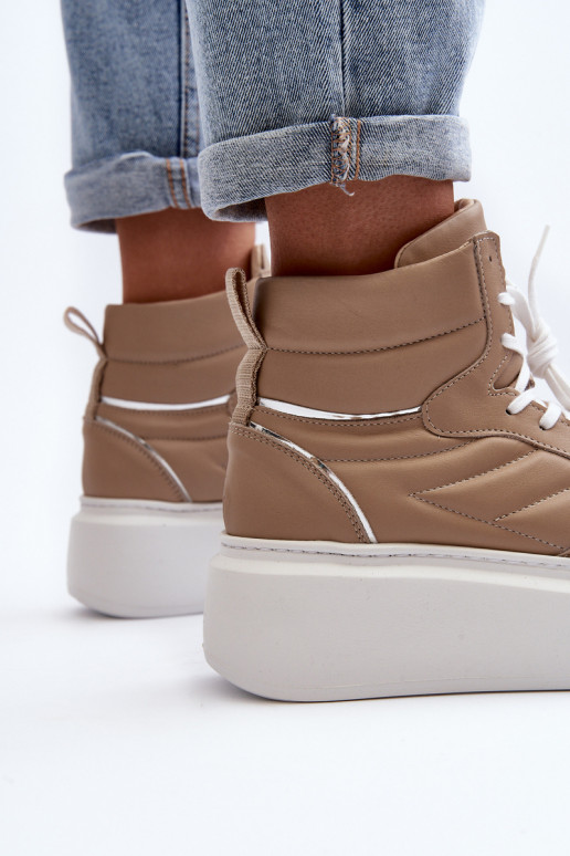 Zazoo 3392/X Féminin Peau baskets avec une plateforme beige Zazoo 3392/X Féminin Peau baskets avec une plateforme beige