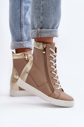Zazoo 3081 Leer Vrijetijdsschoenen Op de INig beige