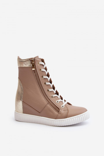 Zazoo 3081 Leer Vrijetijdsschoenen Op de INig beige 2