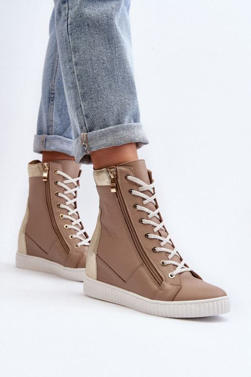 Zazoo 3081 Haut Freizeitschuhe Auf einem Keil Beige Zazoo 3081 Haut Freizeitschuhe Auf einem Keil Beige