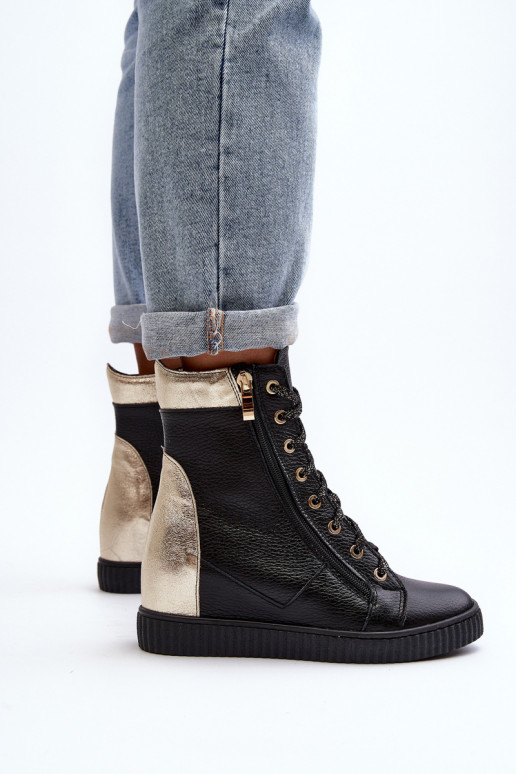 Zazoo 3081 Peau Chaussures de loisirs Sur un coin couleur noire