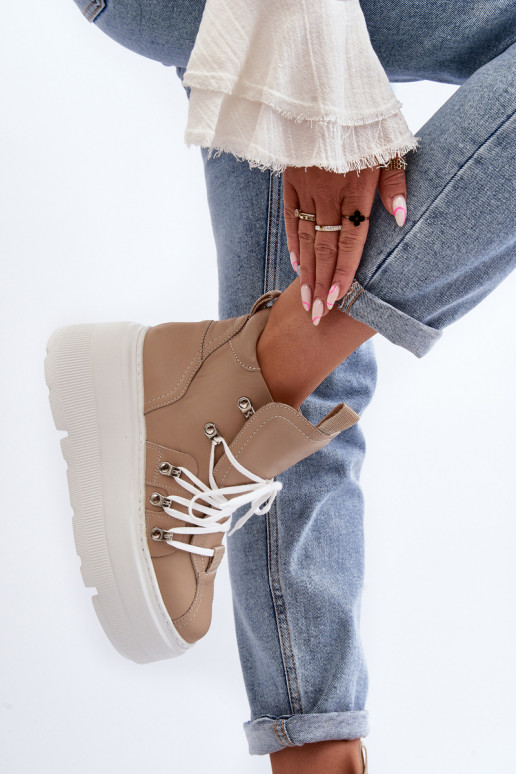 Zazoo 3416 Leer Dames sportschoenen beige Zazoo 3416 Leer Dames sportschoenen beige