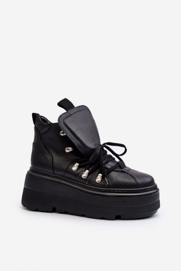 Zazoo 3416 vrouwen leren sportschoenen zwarte kleur