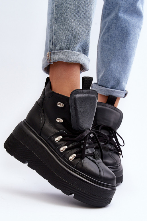 Zazoo 3416 Peau Féminin baskets couleur noire Zazoo 3416 Peau Féminin baskets couleur noire