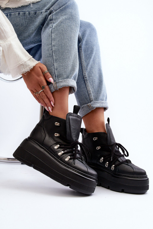 Zazoo 3416 Peau Féminin baskets couleur noire Zazoo 3416 Peau Féminin baskets couleur noire