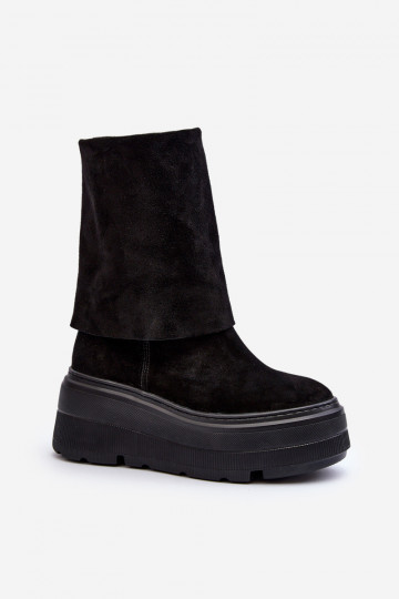 Zazoo 3410 en daim Féminin Bottes avec une plateforme couleur noire