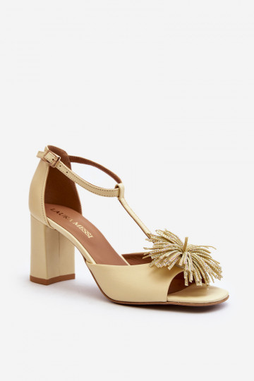 Sandales en cuir à talons avec ornements Laura Messi 2758 beiges