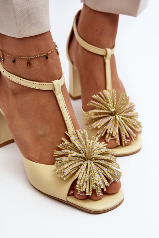 des sandales Peau avec des talons avec des ornements Laura Messi 2758 beige des sandales Peau avec des talons avec des ornements Laura Messi 2758 beige