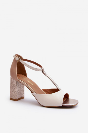 Damensandalen mit Absatz Laura Messi 2759 Beige