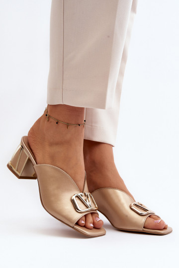Elegante stijl Damespantoffels met hakken Laura Messi 2771 gouden kleur 2