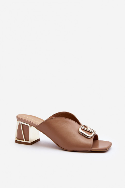 Style élégant Pantoufles pour femmes avec des talons Laura Messi 2771 beige Style élégant Pantoufles pour femmes avec des talons Laura Messi 2771 beige
