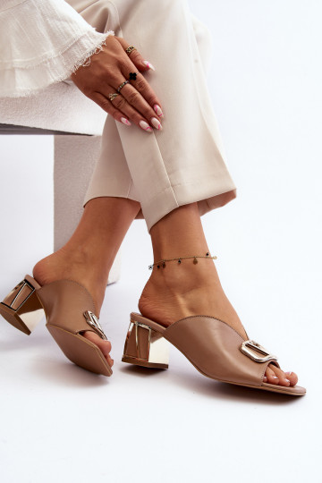 Eleganter Stil Damenhausschuhe mit Absätzen Laura Messi 2771 Beige 2