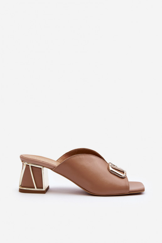 Style élégant Pantoufles pour femmes avec des talons Laura Messi 2771 beige Style élégant Pantoufles pour femmes avec des talons Laura Messi 2771 beige