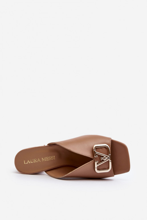 Style élégant Pantoufles pour femmes avec des talons Laura Messi 2771 beige Style élégant Pantoufles pour femmes avec des talons Laura Messi 2771 beige