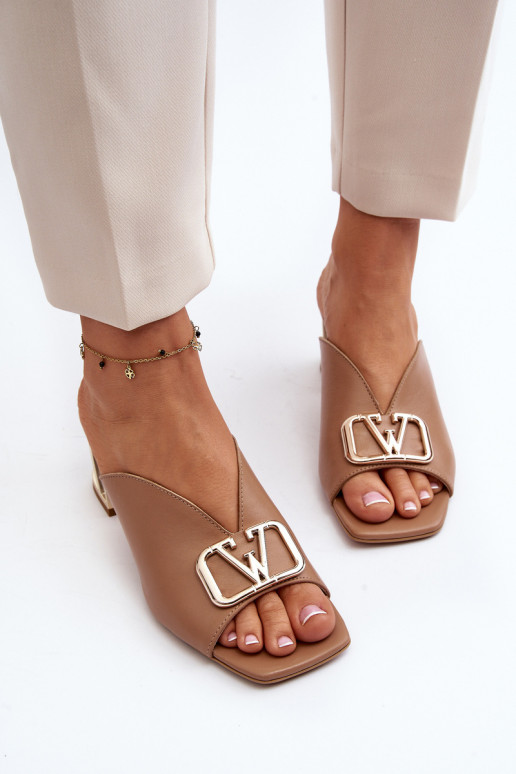 Elegante stijl Damespantoffels met hakken Laura Messi 2771 beige