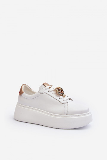 Dames Leer Sneakers model schoenen CheBello 4411 Initte kleur
