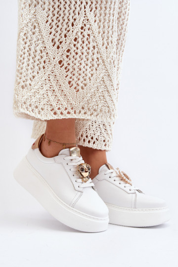 Féminin Peau Chaussures modèle baskets CheBello 4411 couleur blanche 2