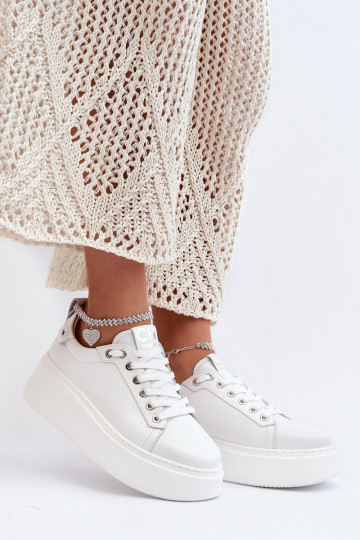 Leer Dames Sneakers model schoenen Met armband CheBello 4406 Initte kleur 2