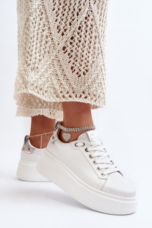 Leer Dames Sneakers model schoenen Met armband CheBello 4406 Initte kleur Leer Dames Sneakers model schoenen Met armband CheBello 4406 Initte kleur