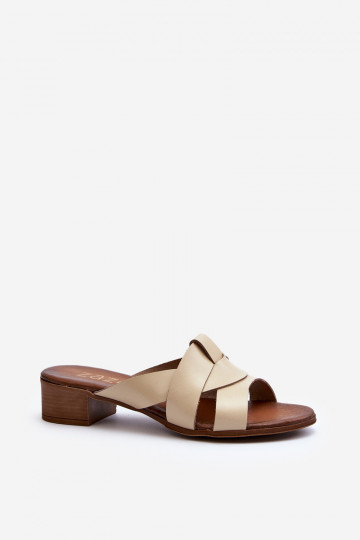 Zazoo 40236 Lederhausschuhe Feminin Auf niedrigem Absatz Beige 2