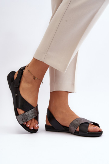 Zazoo 40141 dames sandalen met klittenbandsluiting zwart