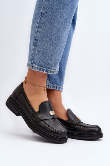 Zazoo 20165 Peau mocassins pour femmes couleur noire 2
