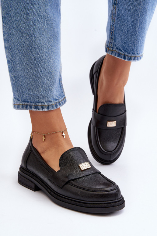 Zazoo 20165 Peau mocassins pour femmes couleur noire