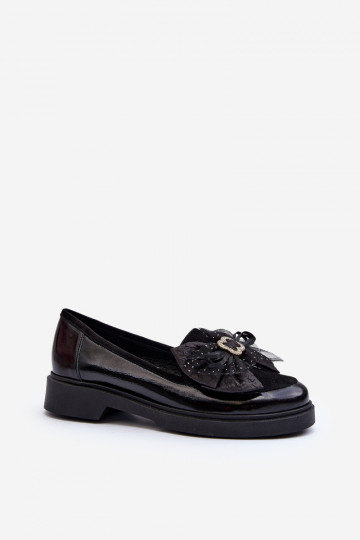 Damen Lackmokassins mit Schleifen Laura Messi 2786 schwarz