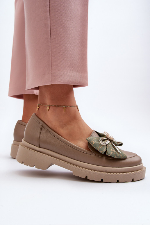 Dames Leer Mocassins met linten Laura Messi 2787 beige Dames Leer Mocassins met linten Laura Messi 2787 beige