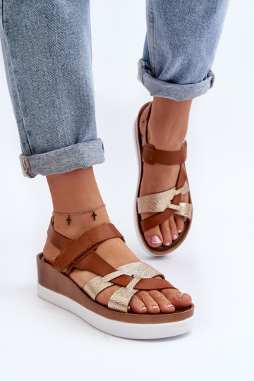 Zazoo 40397 Dames Dames sandalen met platform bruine kleur