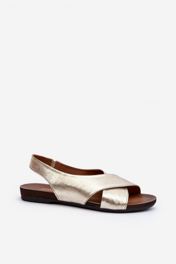 Sandales en cuir pour femmes Zazoo 40407 couleur or 2