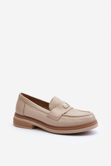 Mocassins en cuir pour femmes Zazoo 20165 couleur sable