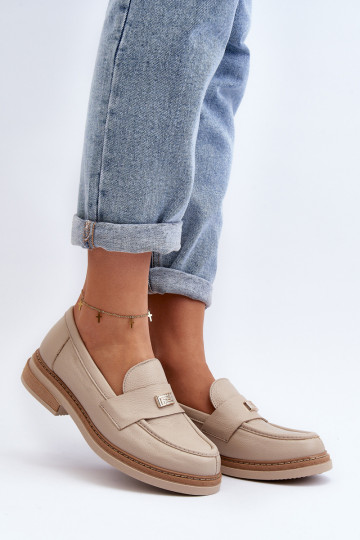 Zazoo 20165 Leder Damen Mokassins sandfarben 2