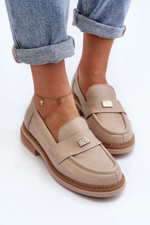 Zazoo 20165 Leer dames mocassins beige Zazoo 20165 Leer dames mocassins beige