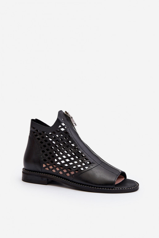 Zazoo 977/L Haut Durchbrochene Sandalen Zum Schloss schZuarze Farbe Zazoo 977/L Haut Durchbrochene Sandalen Zum Schloss schZuarze Farbe