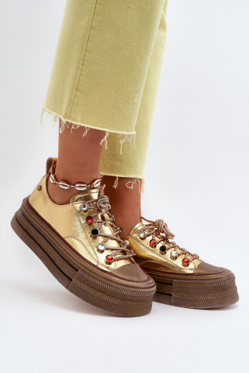 Damesschoenen met platform GOE NN2N4055 gouden kleur 2