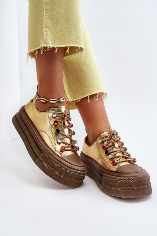 Chaussures de femme avec une plateforme GOE NN2N4055 couleur dorée Chaussures de femme avec une plateforme GOE NN2N4055 couleur dorée