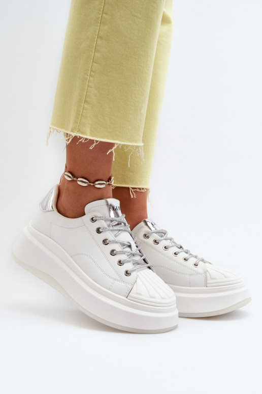 Haut Sneakers Stilvollllschuhe Feminin mit einer Plattform GOE NN2N4033 Zueiße Farbe Haut Sneakers Stilvollllschuhe Feminin mit einer Plattform GOE NN2N4033 Zueiße Farbe