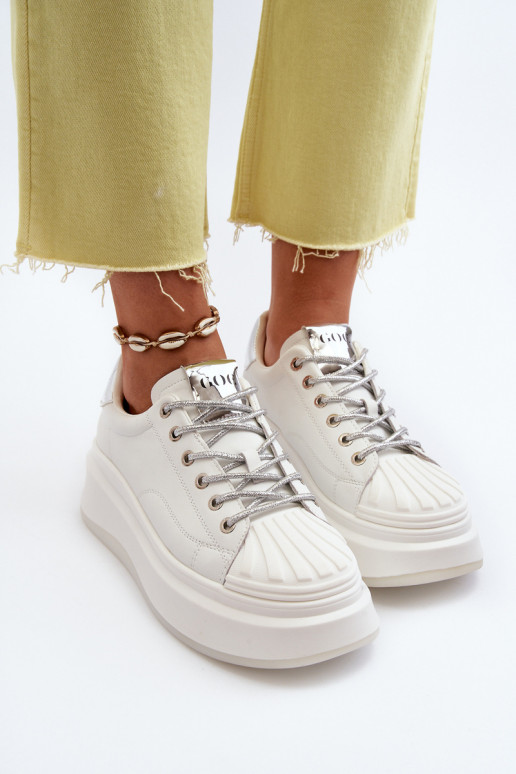 Leer Sneakers model schoenen Dames met platform GOE NN2N4033 Initte kleur Leer Sneakers model schoenen Dames met platform GOE NN2N4033 Initte kleur