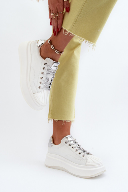 Leer Sneakers model schoenen Dames met platform GOE NN2N4033 Initte kleur Leer Sneakers model schoenen Dames met platform GOE NN2N4033 Initte kleur