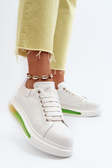 Baskets en cuir pour femmes GOE NN2N4029 couleur blanche