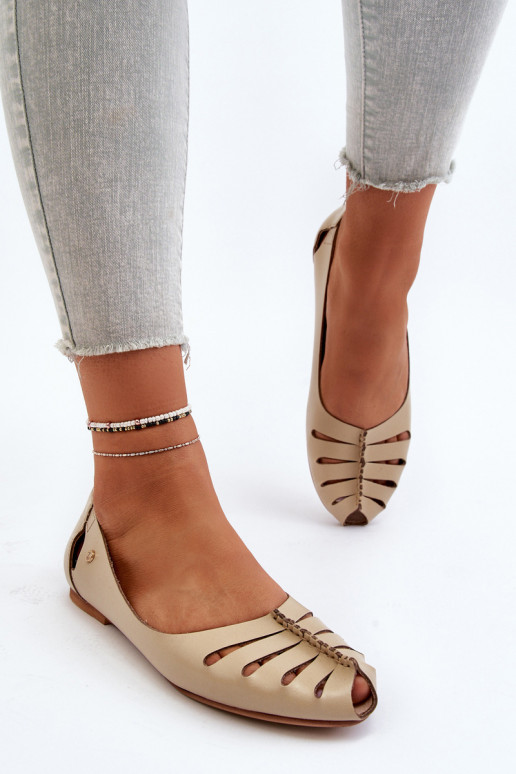 Zazoo 10009 Bequeme Ballerinas aus Ermöglichtturleder Feminin Beige