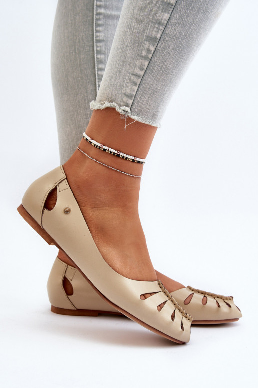 Zazoo 10009 Bequeme Ballerinas aus Ermöglichtturleder Feminin Beige