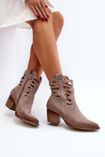 Leer Laarzen Met uitsparingen Het heeftciejka 06412-04 beige 2