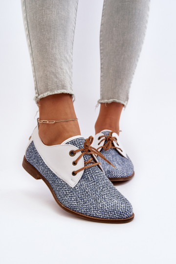 Peau chaussures Féminin avec des talons larges Il fautciejka 06461-17 couleur bleue