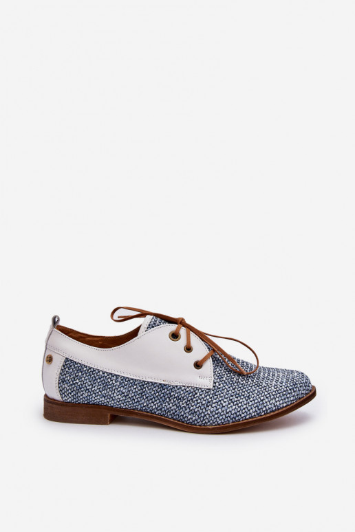 Peau chaussures Féminin avec des talons larges Il fautciejka 06461-17 couleur bleue